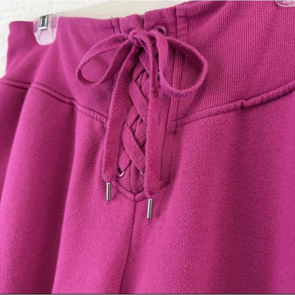 Victoria Secret Magenta Pink Lace Up Corset Front Jogger Sweatpants Womens Large